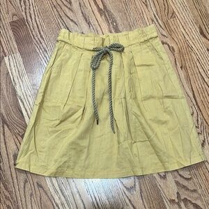 LOFT Green A-Line Knee-Length Skirt with Tie Front